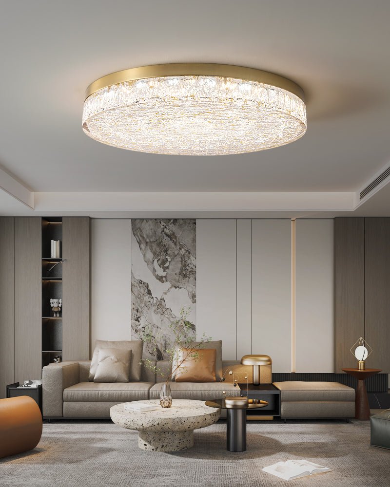 Crystal Core Ceiling Light Resin Brass Flush Mount LED Warm Diffused Living Room Bedroom Dining Room Modern Luxury Ceiling Lamp Layered Light Indoor | Faylight