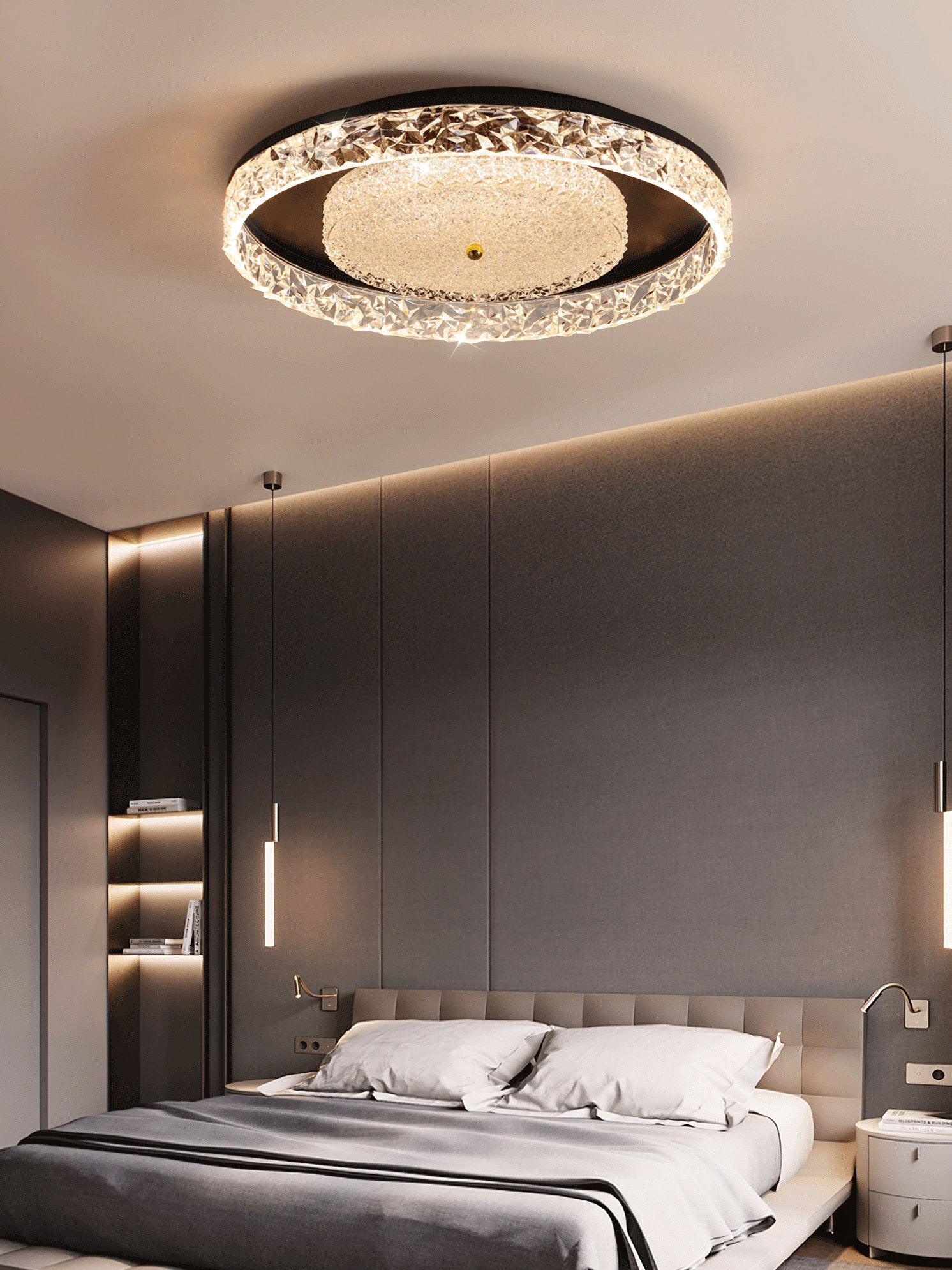 Crystal Embedded Ceiling Light 40W LED Flush Mount White Black Gold | Faylight
