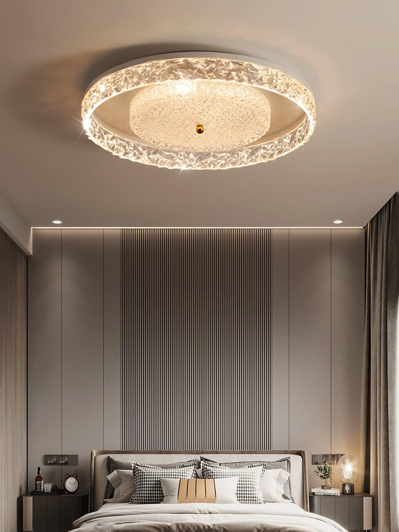 Crystal Embedded Ceiling Light 40W LED Flush Mount White Black Gold | Faylight