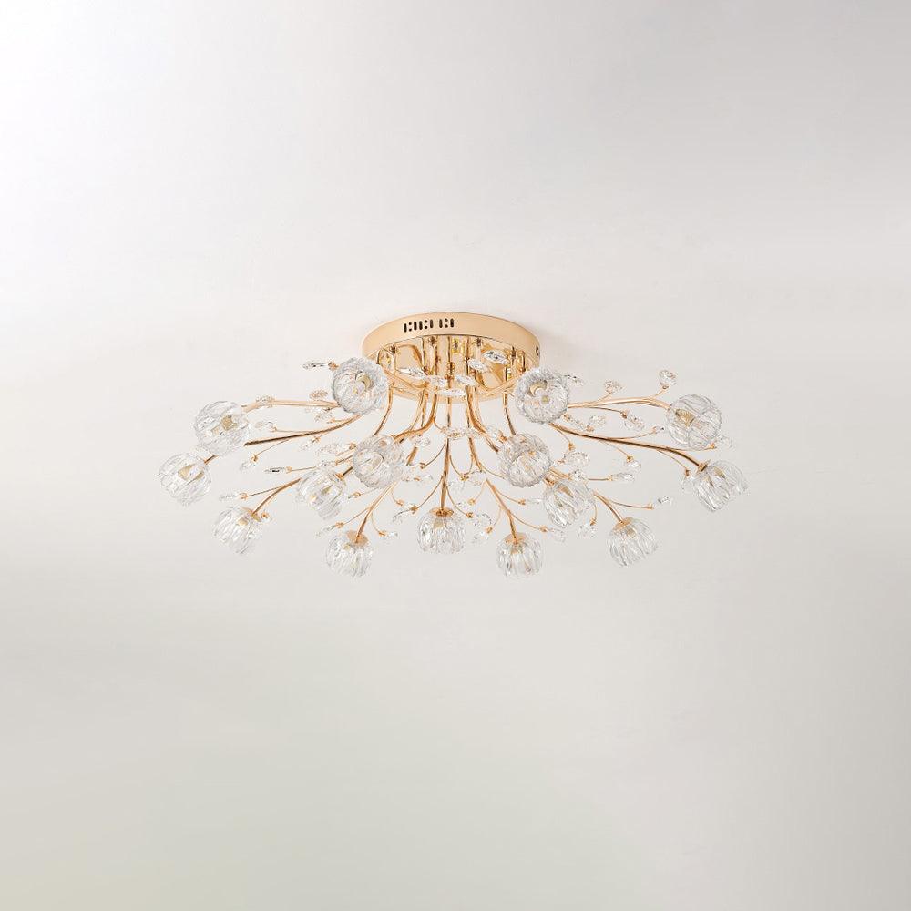 Crystal Flower Ceiling Light Gold Copper Multi-Head G9 LED Edison Living Room Dining Room Bedroom Luxury Chandelier Crystal Carved Floral Statement Lamp 9 12 15 Heads Indoor | Faylight