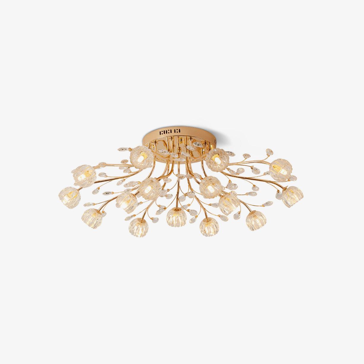 Crystal Flower Ceiling Light Gold Copper Multi-Head G9 LED Edison Living Room Dining Room Bedroom Luxury Chandelier Crystal Carved Floral Statement Lamp 9 12 15 Heads Indoor | Faylight