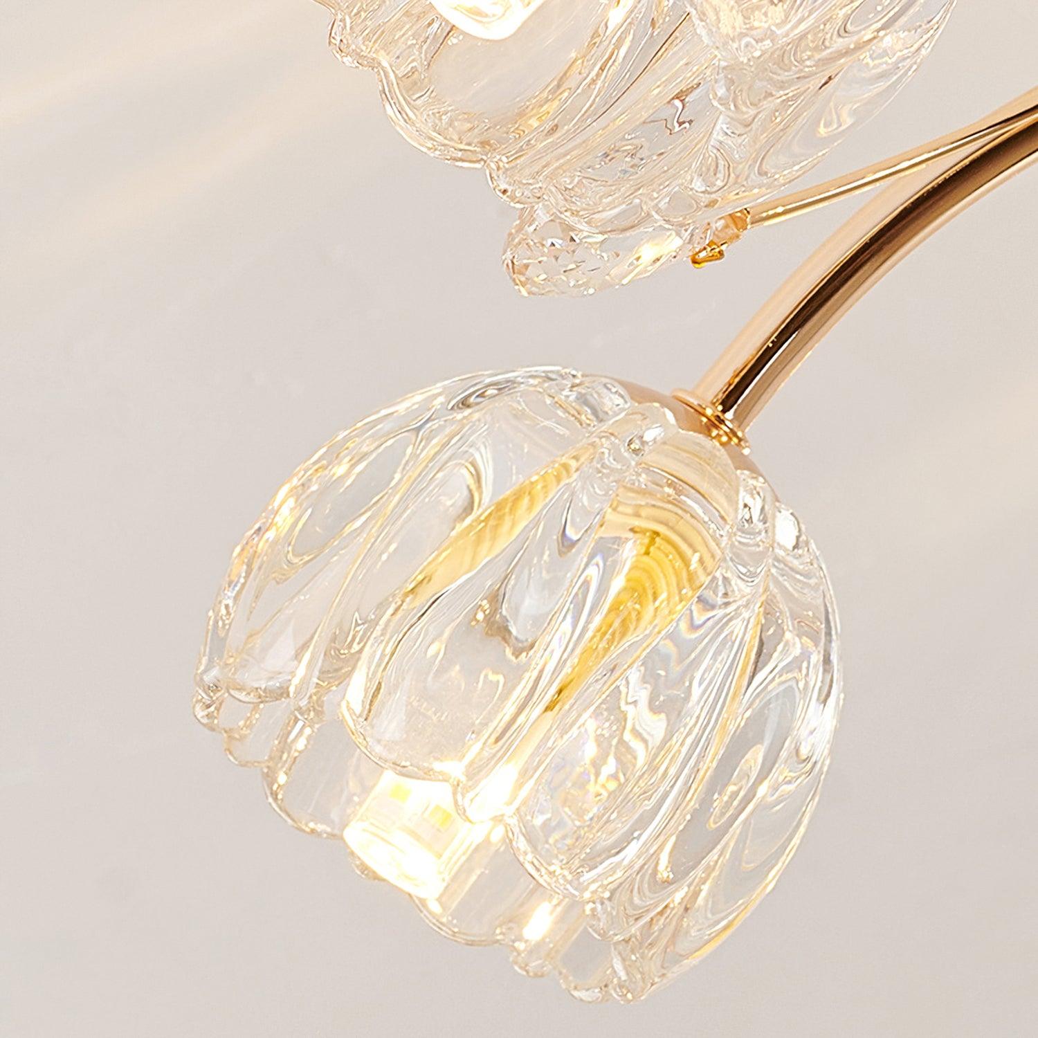 Crystal Flower Ceiling Light Gold Copper Multi-Head G9 LED Edison Living Room Dining Room Bedroom Luxury Chandelier Crystal Carved Floral Statement Lamp 9 12 15 Heads Indoor | Faylight