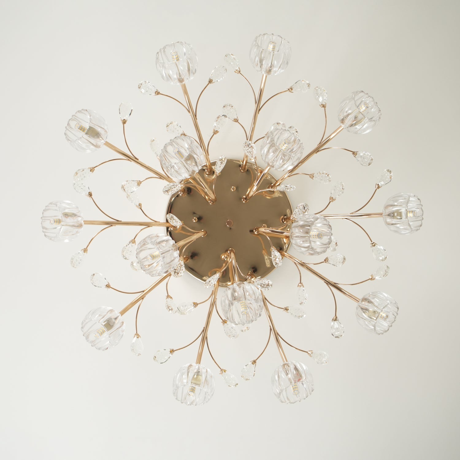 Crystal Flower Ceiling Light Gold Copper Multi-Head G9 LED Edison Living Room Dining Room Bedroom Luxury Chandelier Crystal Carved Floral Statement Lamp 9 12 15 Heads Indoor | Faylight