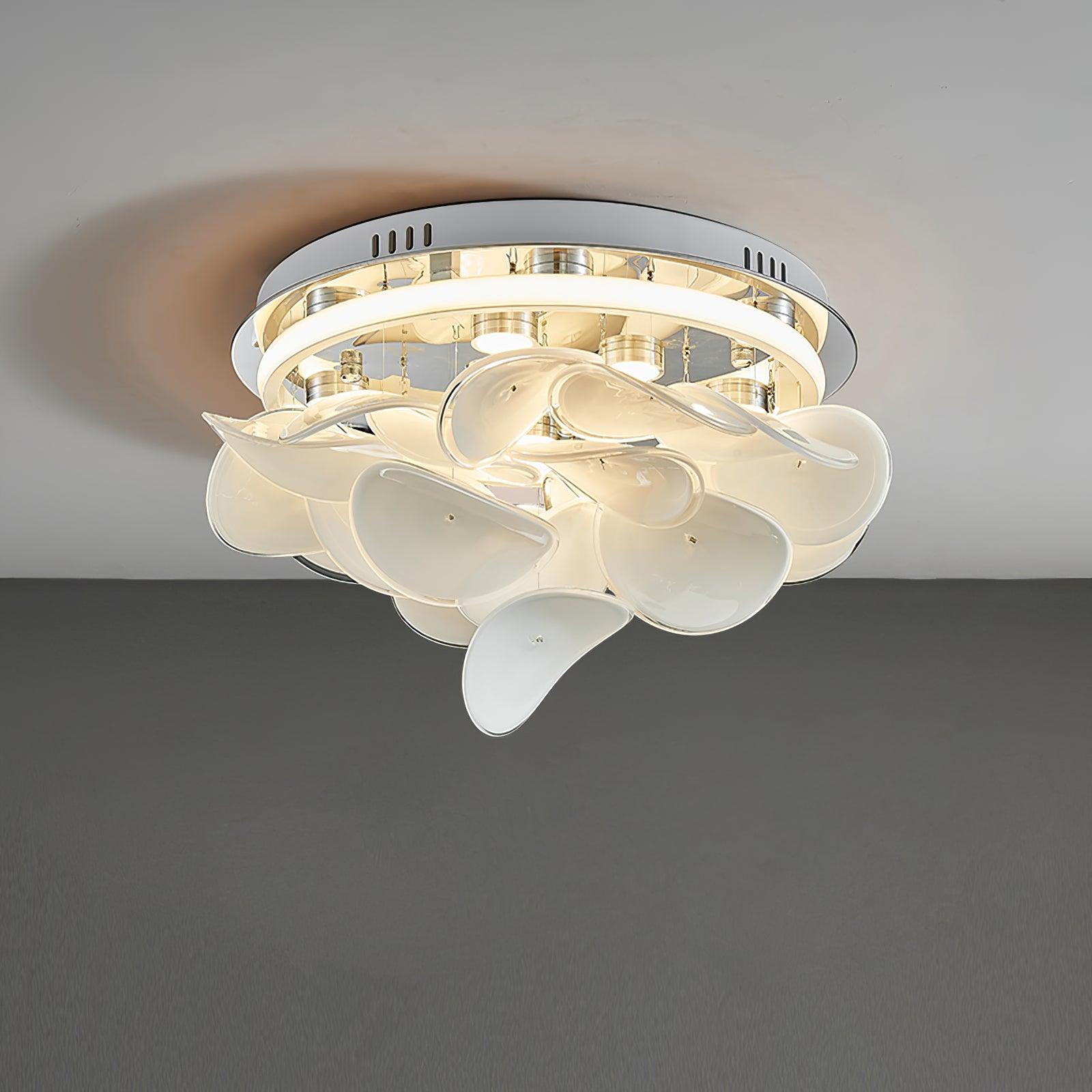 French Radici Petal Ceiling Light Aluminium Glass Flush Mount LED White Living Room Dining Room Bedroom Modern Contemporary Petal Shape Ceiling Lamp Remote Control Dimmable Indoor | Faylight