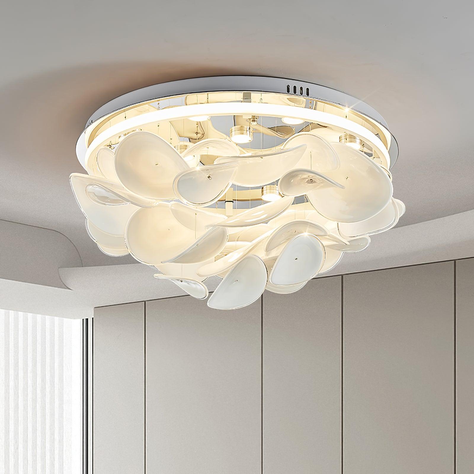 French Radici Petal Ceiling Light Aluminium Glass Flush Mount LED White Living Room Dining Room Bedroom Modern Contemporary Petal Shape Ceiling Lamp Remote Control Dimmable Indoor | Faylight