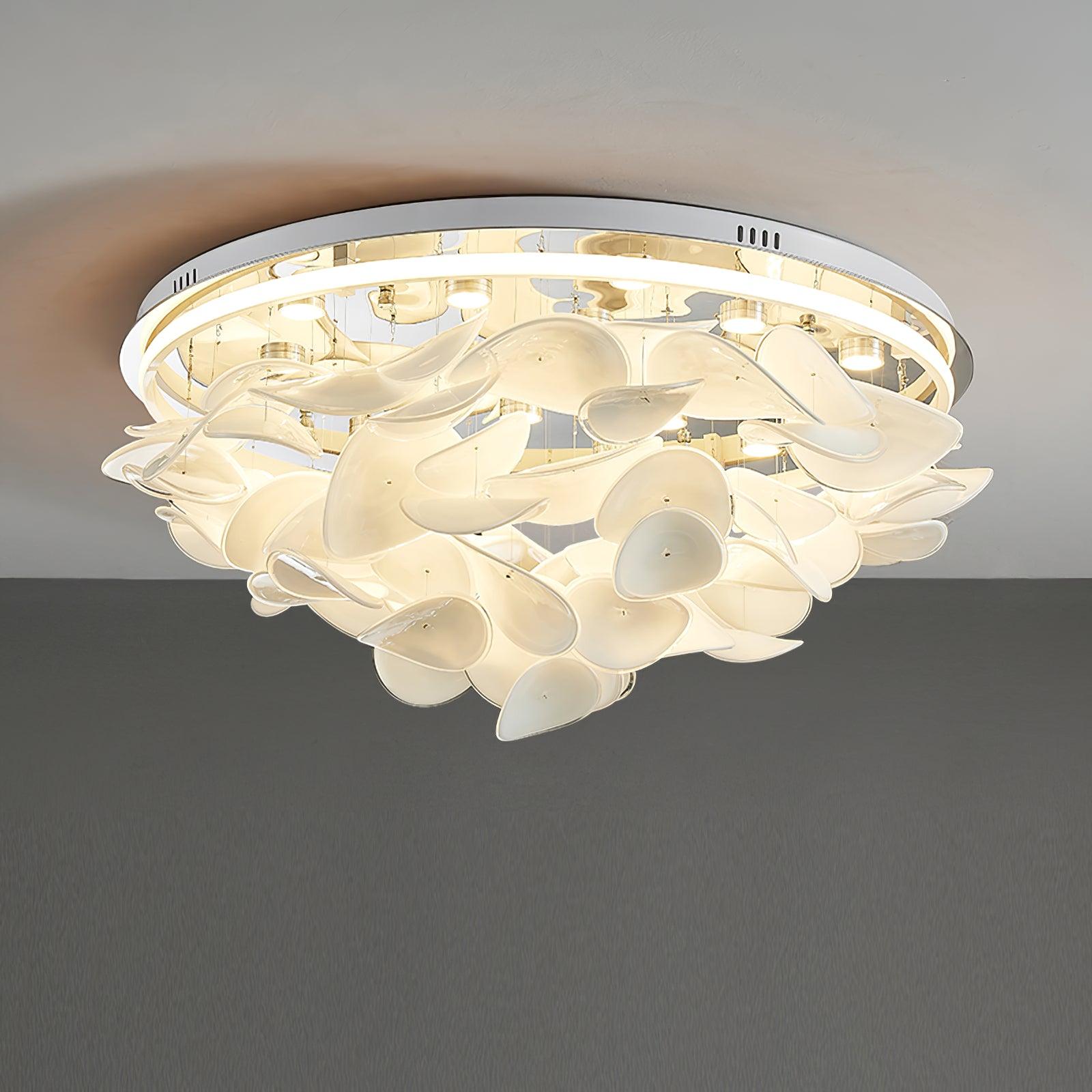French Radici Petal Ceiling Light Aluminium Glass Flush Mount LED White Living Room Dining Room Bedroom Modern Contemporary Petal Shape Ceiling Lamp Remote Control Dimmable Indoor | Faylight