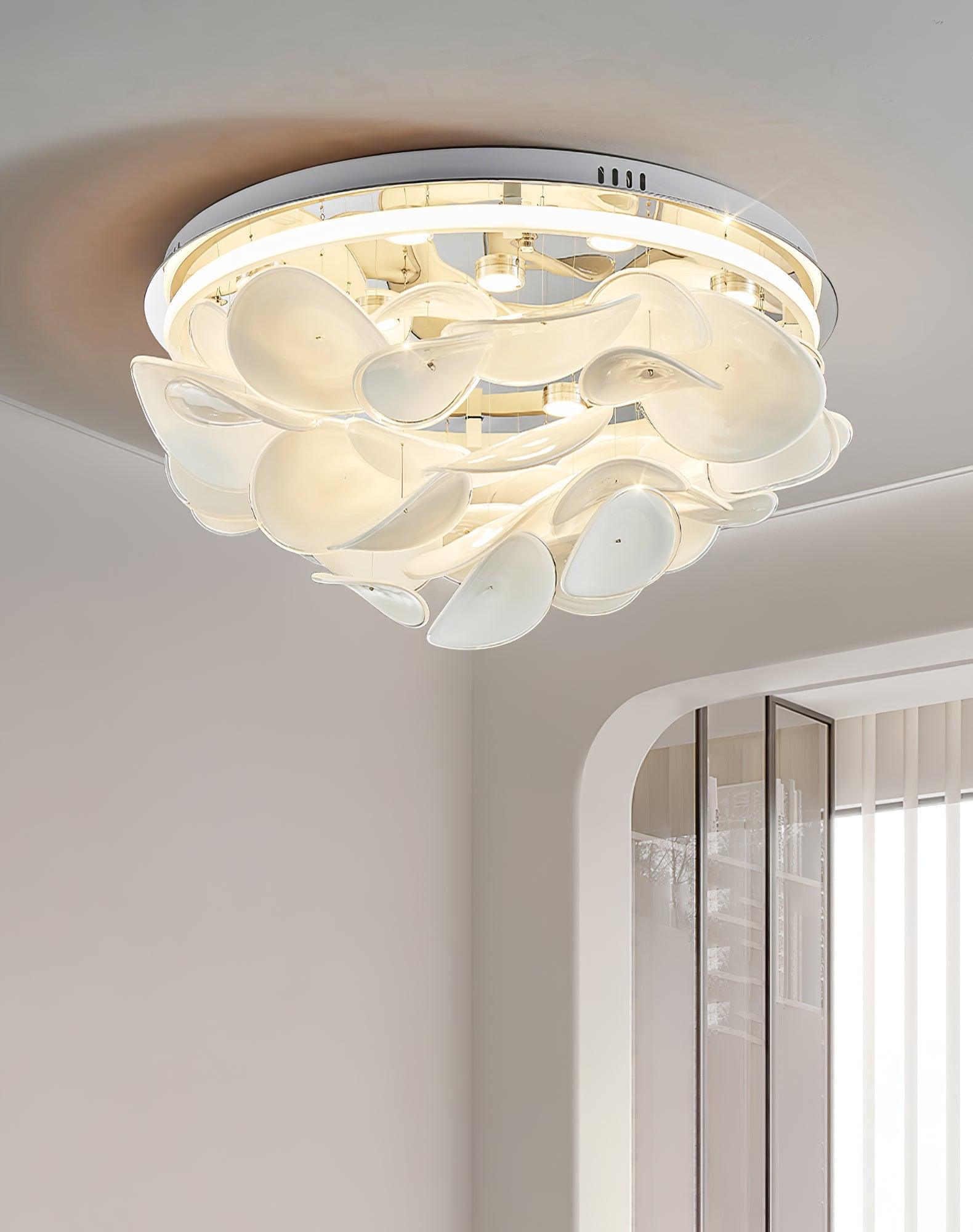 French Radici Petal Ceiling Light Aluminium Glass Flush Mount LED White Living Room Dining Room Bedroom Modern Contemporary Petal Shape Ceiling Lamp Remote Control Dimmable Indoor | Faylight