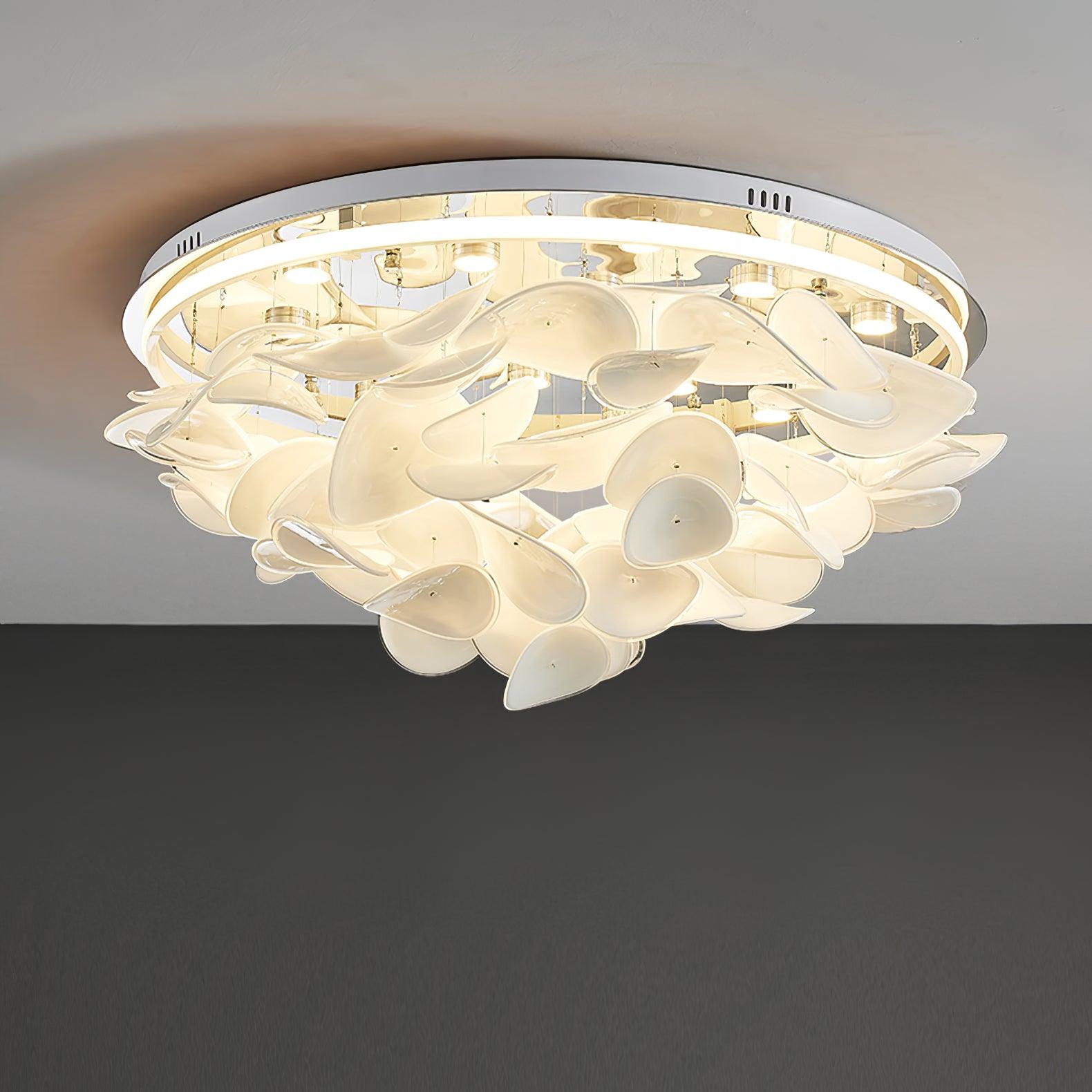 French Radici Petal Ceiling Light Aluminium Glass Flush Mount LED White Living Room Dining Room Bedroom Modern Contemporary Petal Shape Ceiling Lamp Remote Control Dimmable Indoor | Faylight