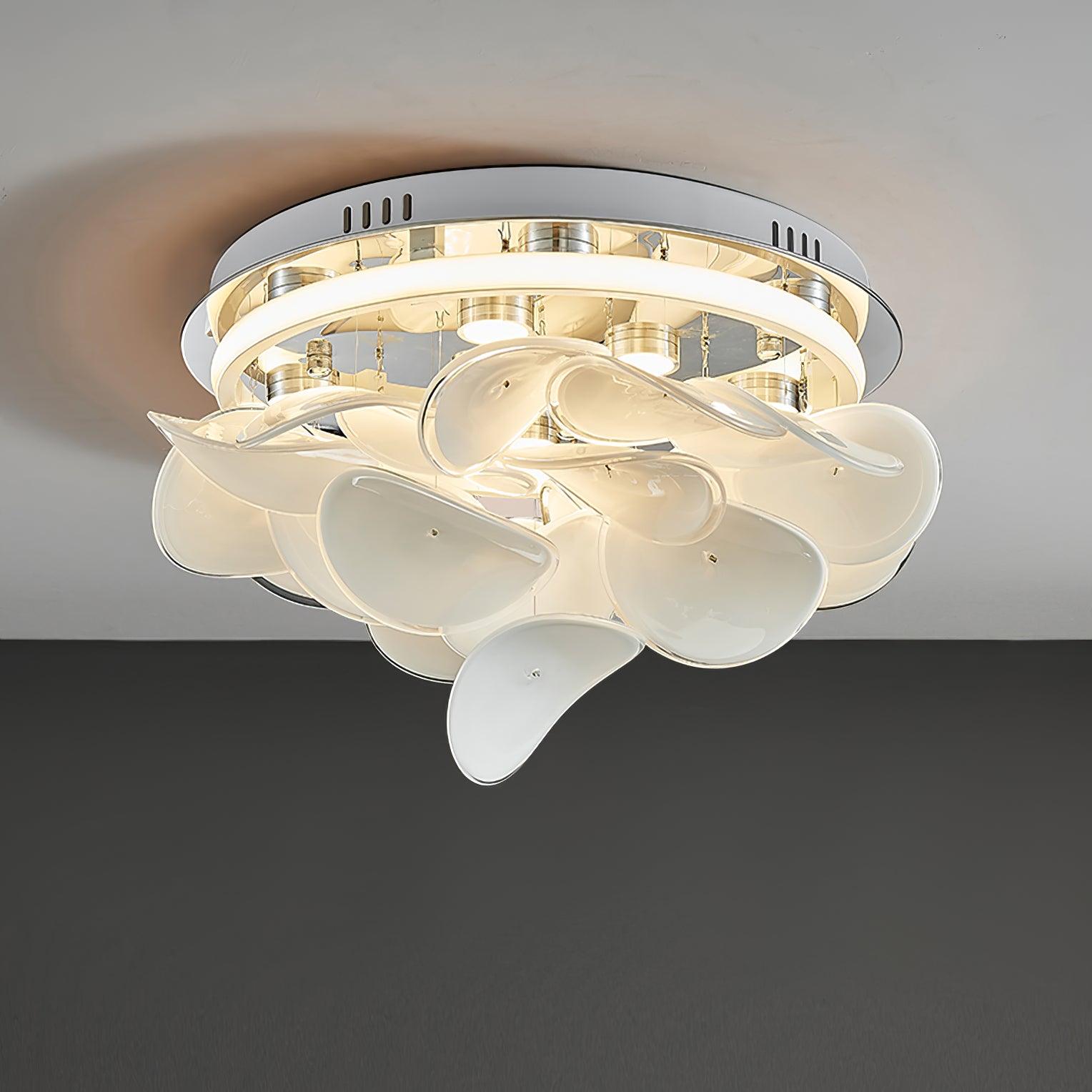 French Radici Petal Ceiling Light Aluminium Glass Flush Mount LED White Living Room Dining Room Bedroom Modern Contemporary Petal Shape Ceiling Lamp Remote Control Dimmable Indoor | Faylight