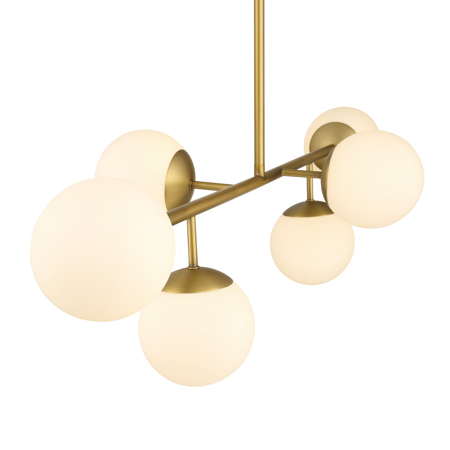 Castell 6 Globe Linear Pendant 46 Inch Aged Brass Dining Room Chandelier | Faylight