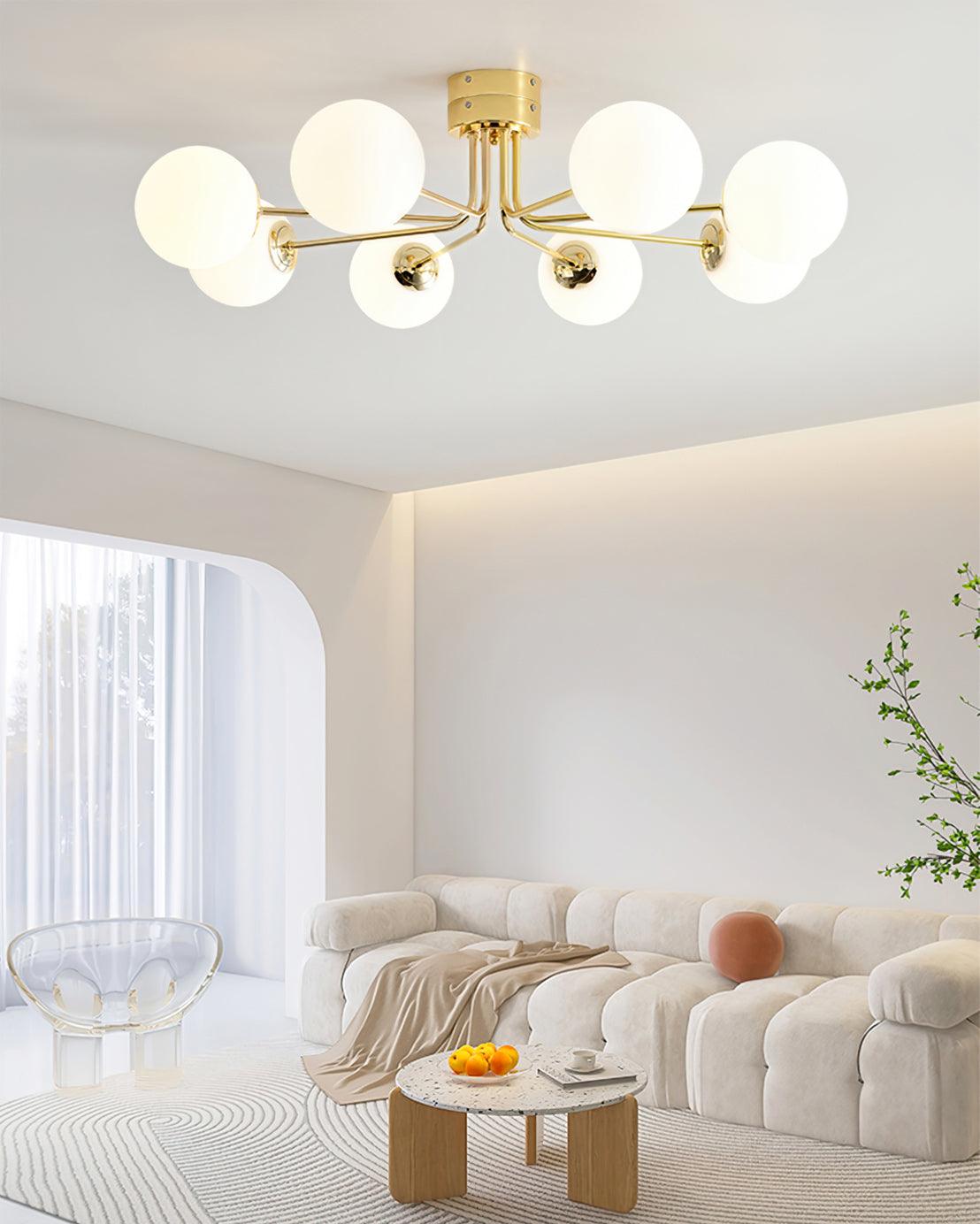 Lanta Ceiling Light Metal Glass Multi-Head Flush Mount Chrome Gold G9 LED Living Room Dining Room Bedroom Modern Luxury Curved Chandelier Statement Lamp Indoor | Faylight