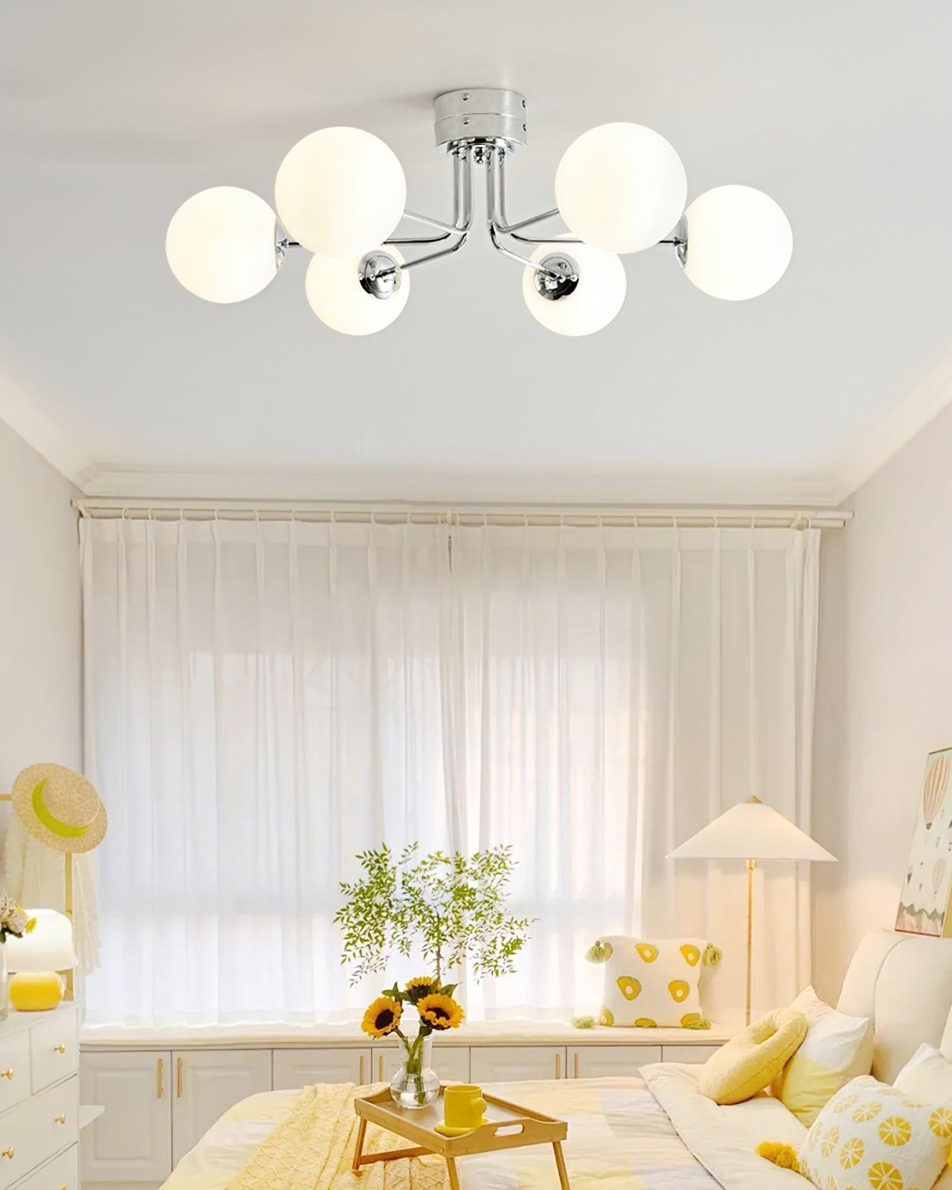Lanta Ceiling Light Metal Glass Multi-Head Flush Mount Chrome Gold G9 LED Living Room Dining Room Bedroom Modern Luxury Curved Chandelier Statement Lamp Indoor | Faylight