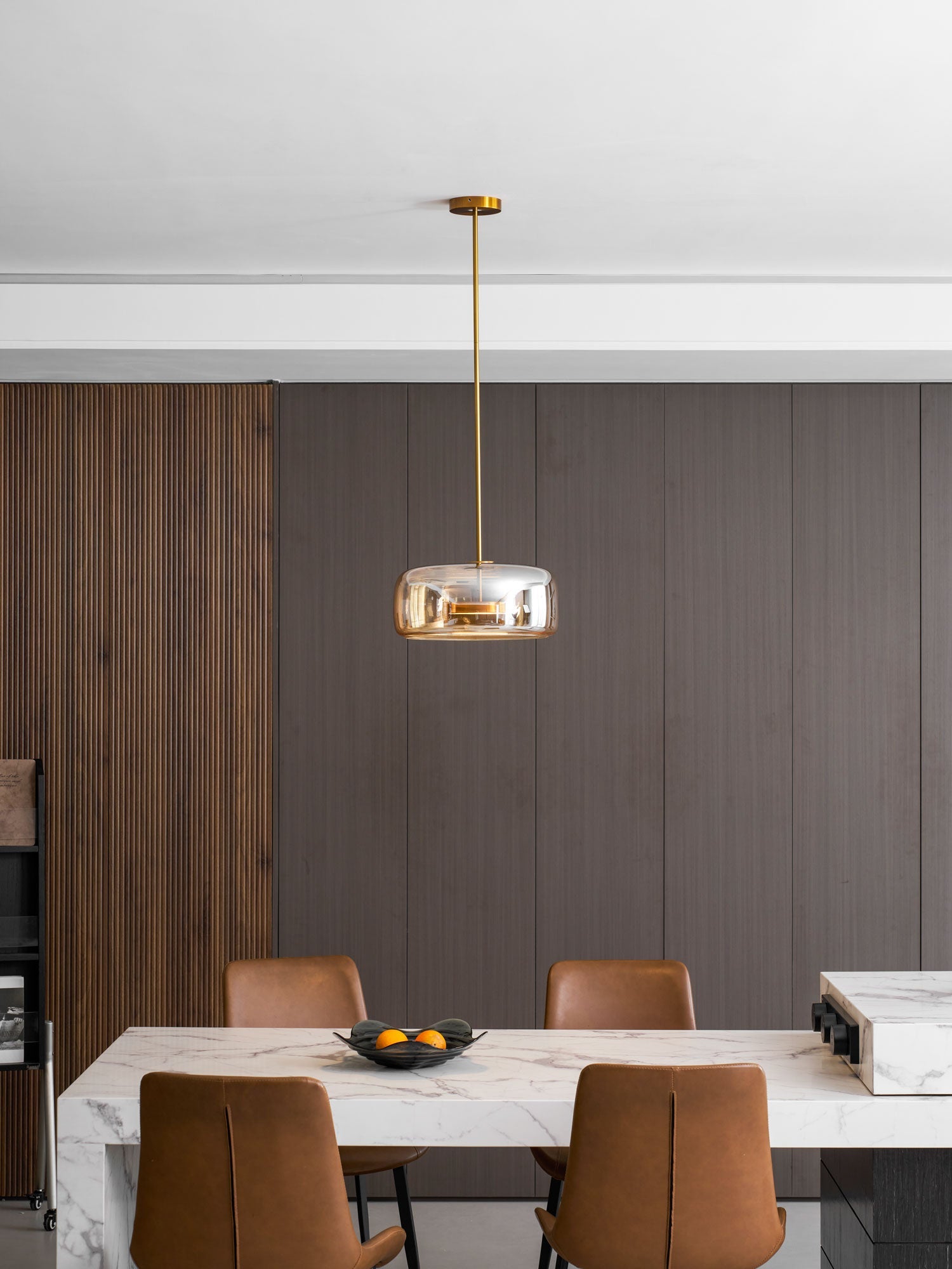 Metro Sphere Glass Pendant Lamp Hand-Blown Smoked Glass Modern Kitchen Island Lighting | Faylight