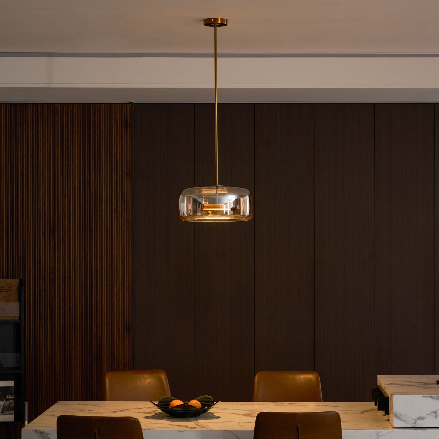 Metro Sphere Glass Pendant Lamp Hand-Blown Smoked Glass Modern Kitchen Island Lighting | Faylight