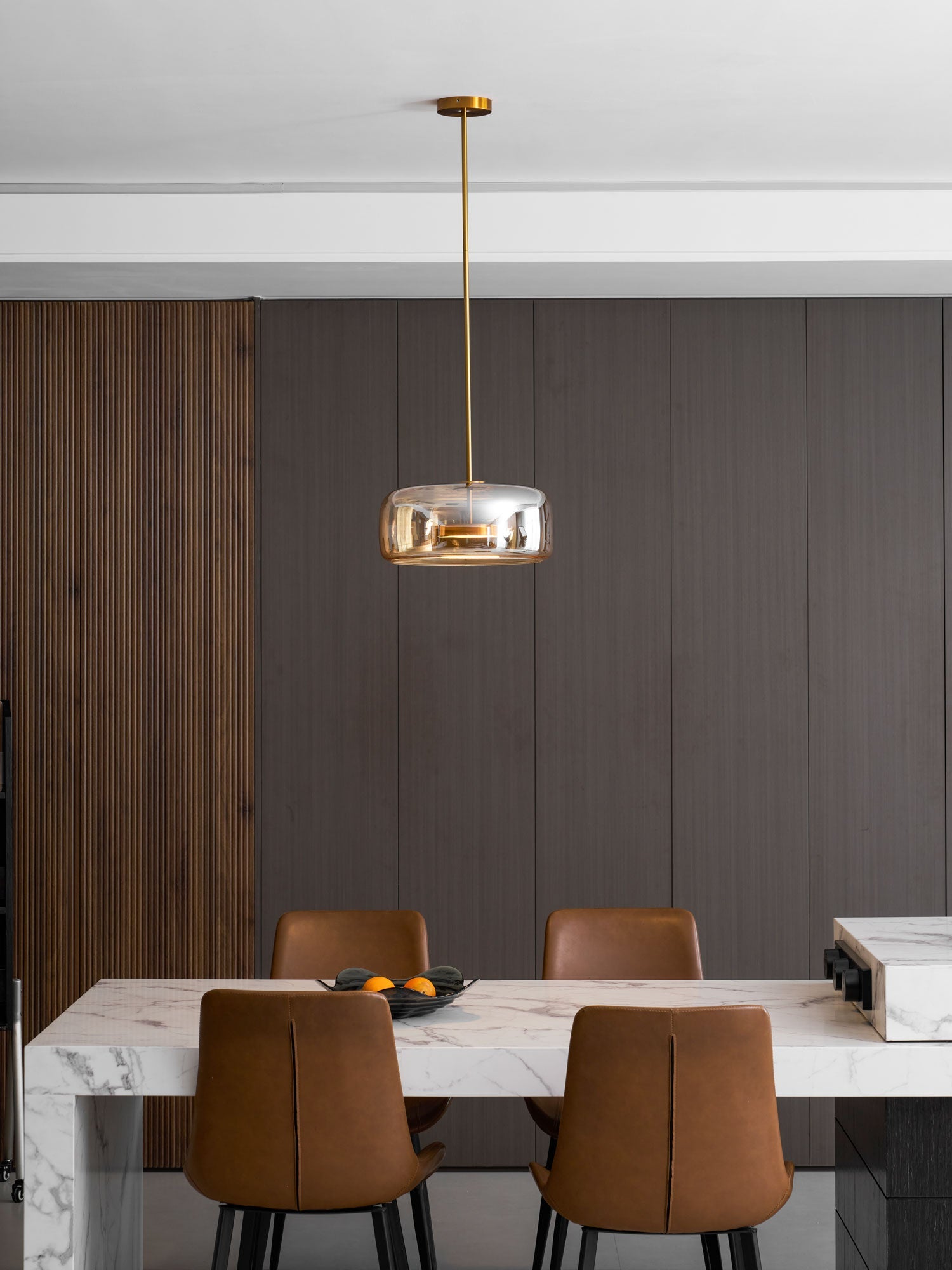 Metro Sphere Glass Pendant Lamp Hand-Blown Smoked Glass Modern Kitchen Island Lighting | Faylight