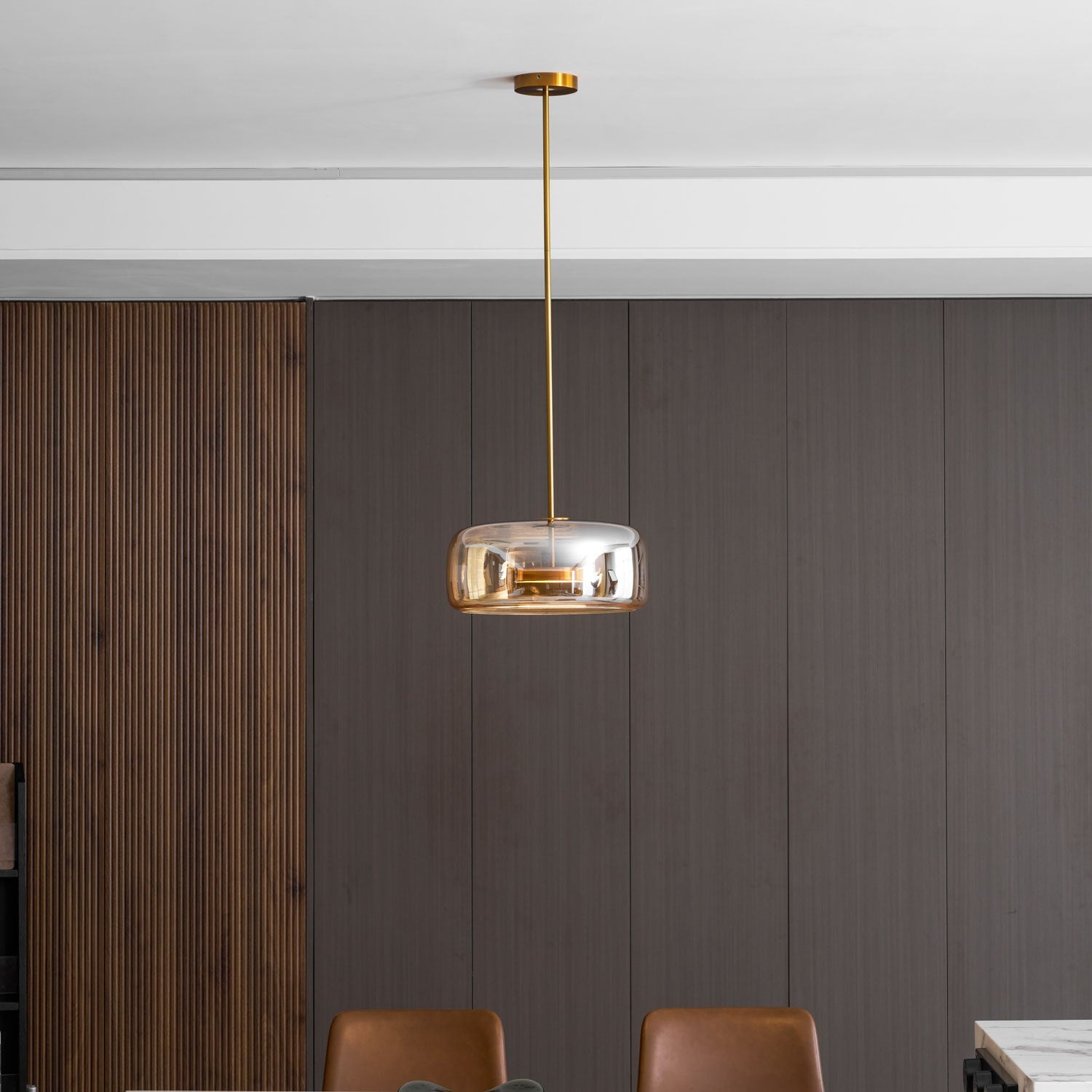 Metro Sphere Glass Pendant Lamp Hand-Blown Smoked Glass Modern Kitchen Island Lighting | Faylight