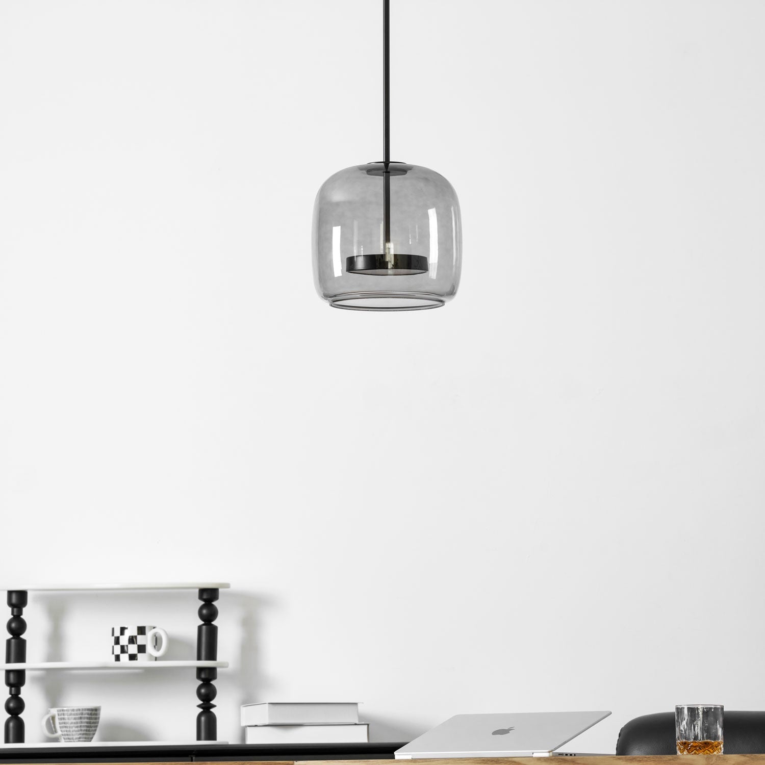 Metro Sphere Glass Pendant Lamp Hand-Blown Smoked Glass Modern Kitchen Island Lighting | Faylight