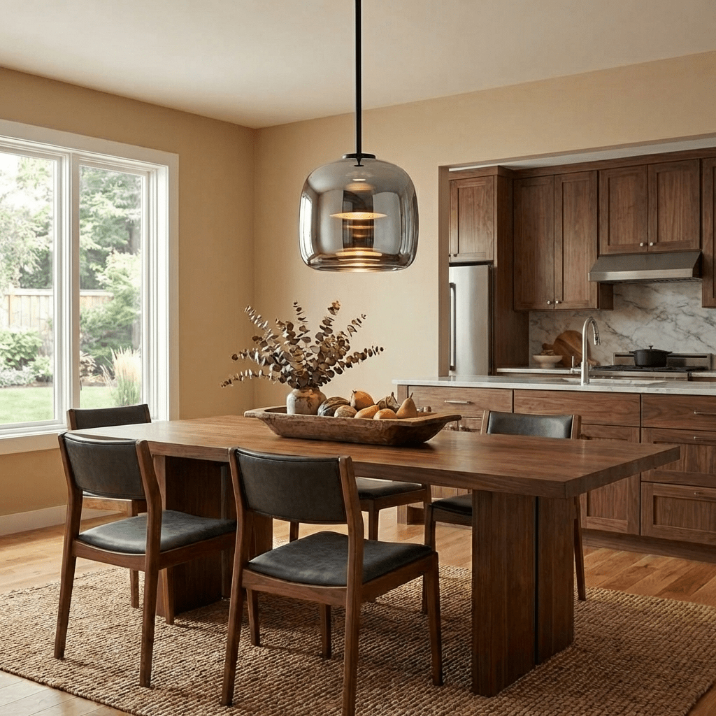 Metro Sphere Glass Pendant Lamp Hand-Blown Smoked Glass Modern Kitchen Island Lighting | Faylight
