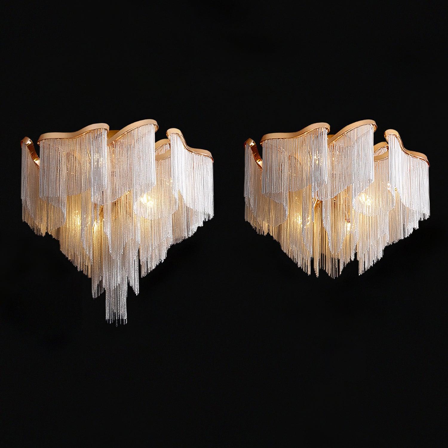 Art Deco Tassel Ceiling Light Champagne Gold Silver Chain Semi-Flush Mount Living Room Dining Room Bedroom Luxury Chandelier E14 LED Edison Low Ceiling Statement Lamp Indoor | Faylight
