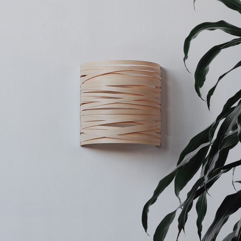Cross Wood & Rattan Wall Sconce Metal E14 Wood Shavings Rattan Bedroom Living Room Hallway Hardwired Japandi Natural | Faylight