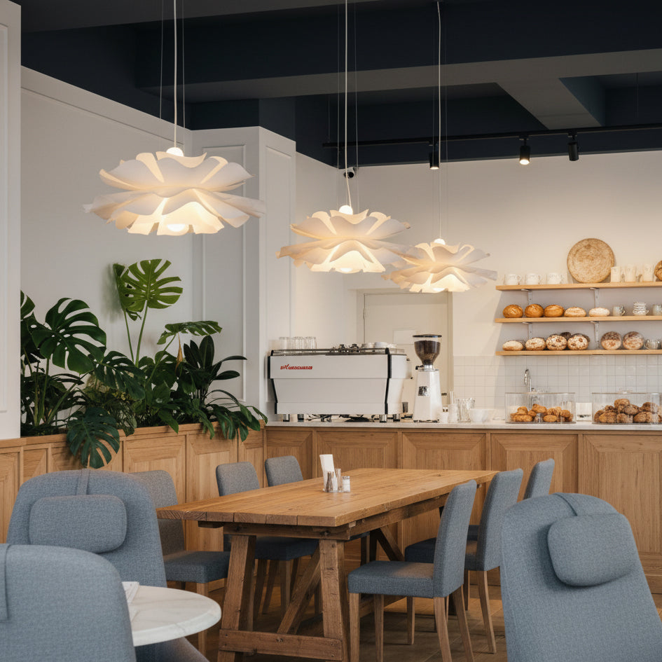 White Lotus Pendant Light Modern Acrylic Sculptural Nordic Dining Room Living Room | Faylight