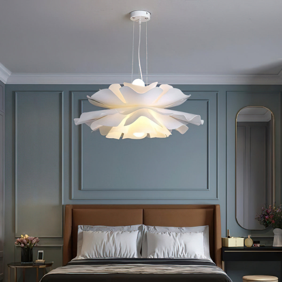 White Lotus Pendant Light Modern Acrylic Sculptural Nordic Dining Room Living Room | Faylight