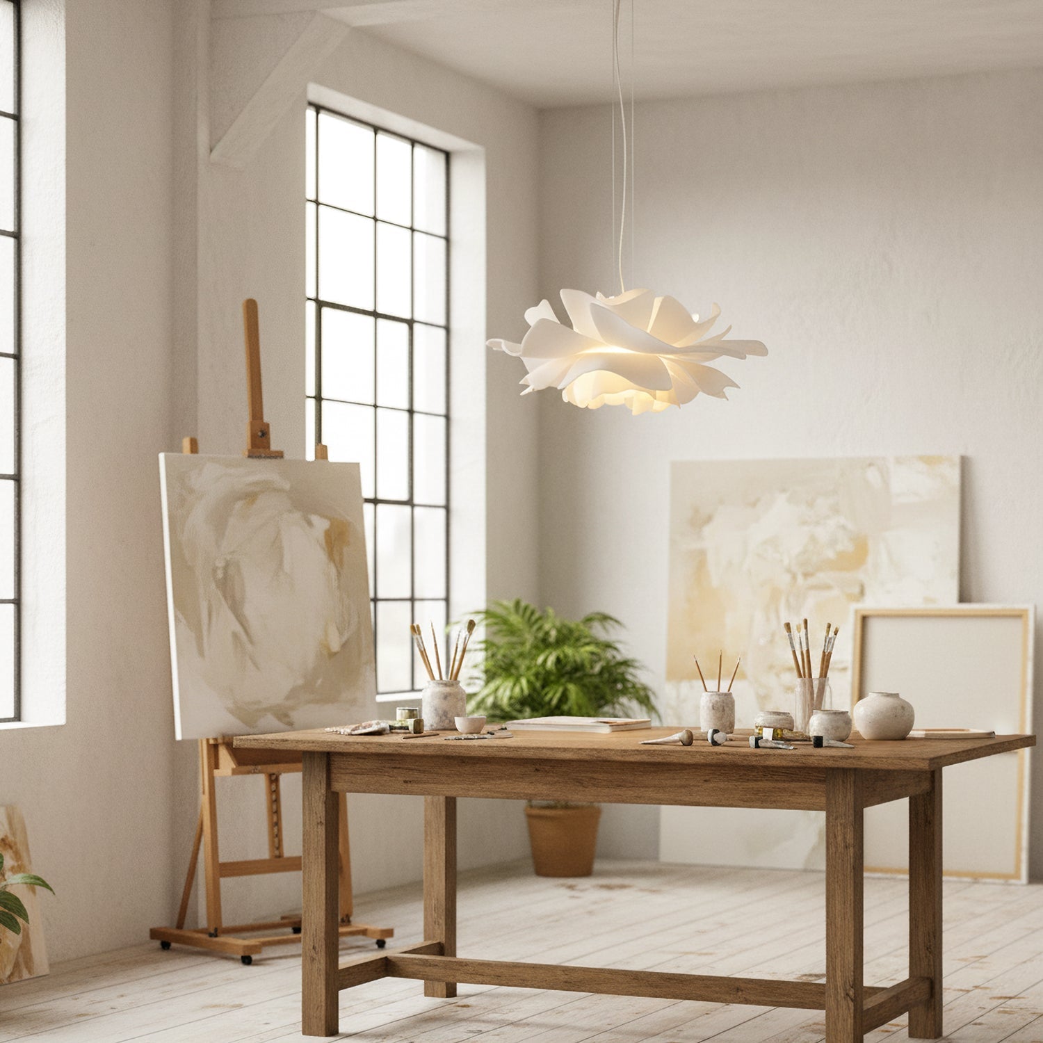 White Lotus Pendant Light Modern Acrylic Sculptural Nordic Dining Room Living Room | Faylight