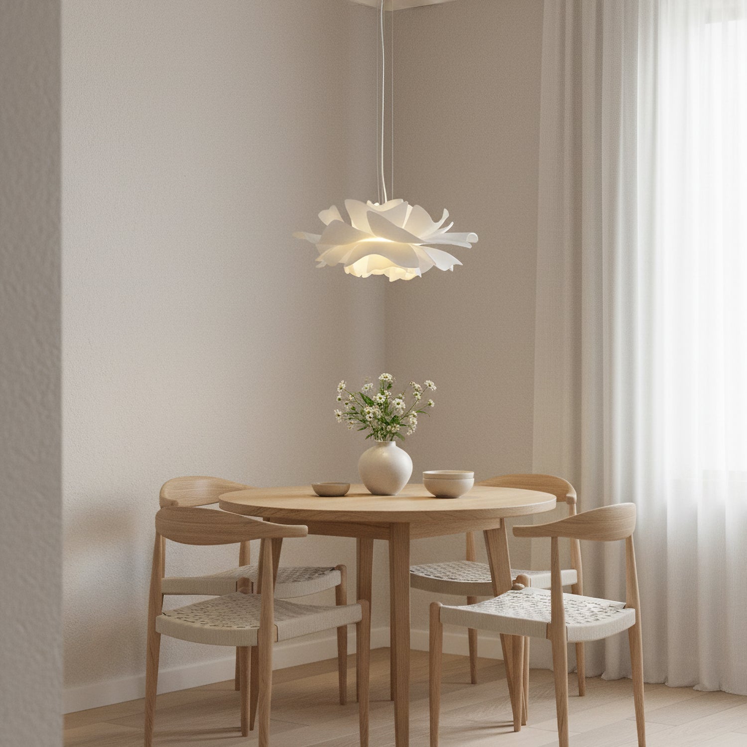 White Lotus Pendant Light Modern Acrylic Sculptural Nordic Dining Room Living Room | Faylight