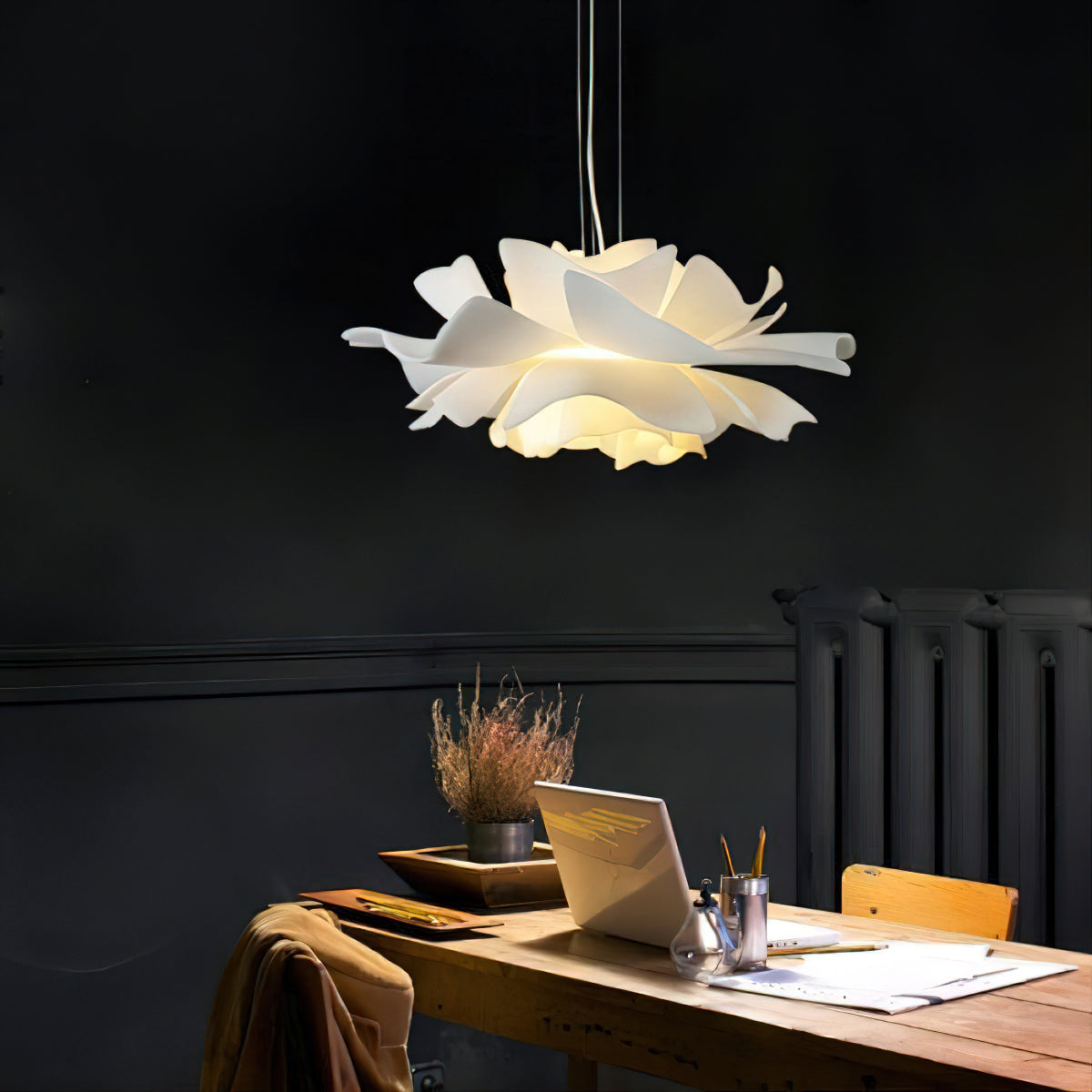 White Lotus Pendant Light Modern Acrylic Sculptural Nordic Dining Room Living Room | Faylight