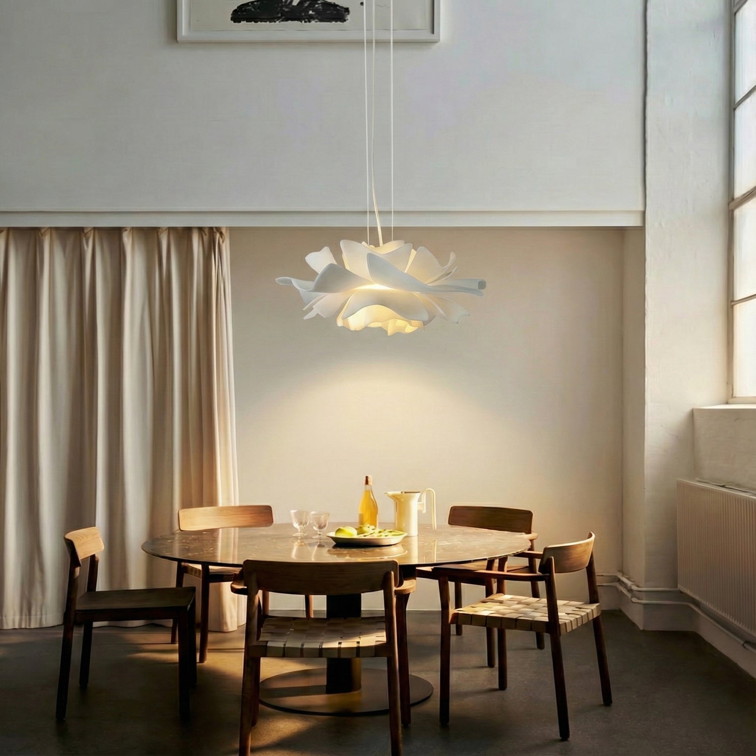 White Lotus Pendant Light Modern Acrylic Sculptural Nordic Dining Room Living Room | Faylight