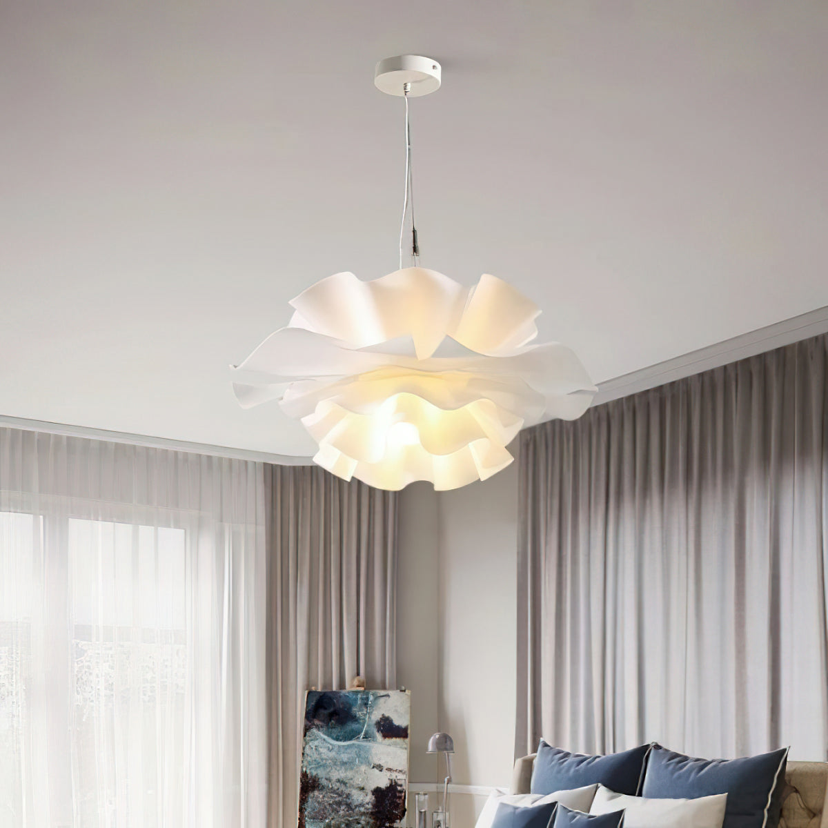 White Lotus Pendant Light Modern Acrylic Sculptural Nordic Dining Room Living Room | Faylight