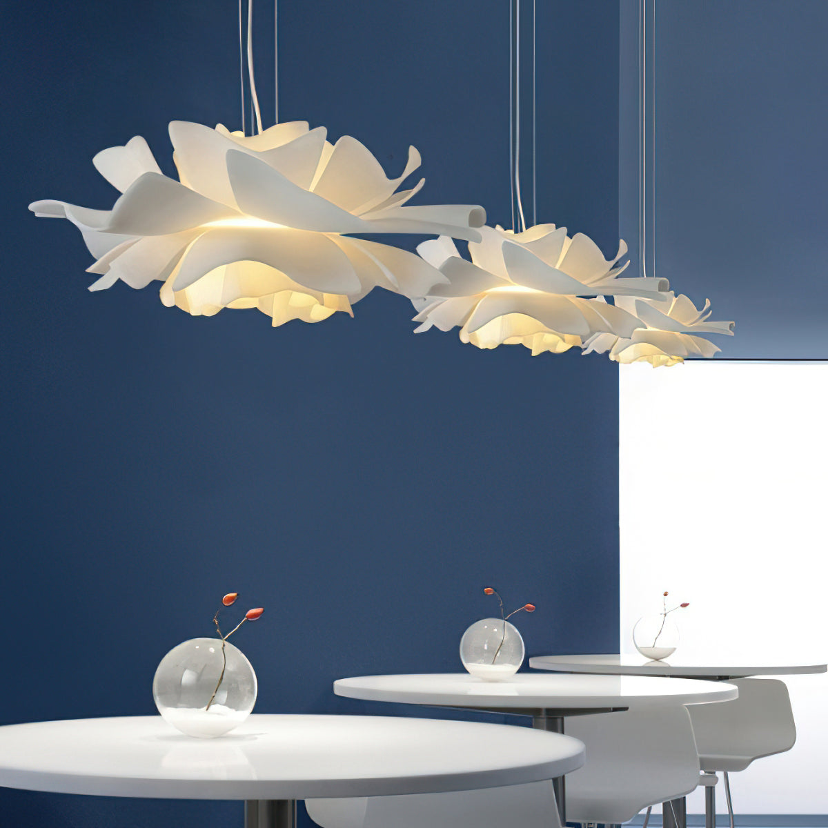 White Lotus Pendant Light Modern Acrylic Sculptural Nordic Dining Room Living Room | Faylight
