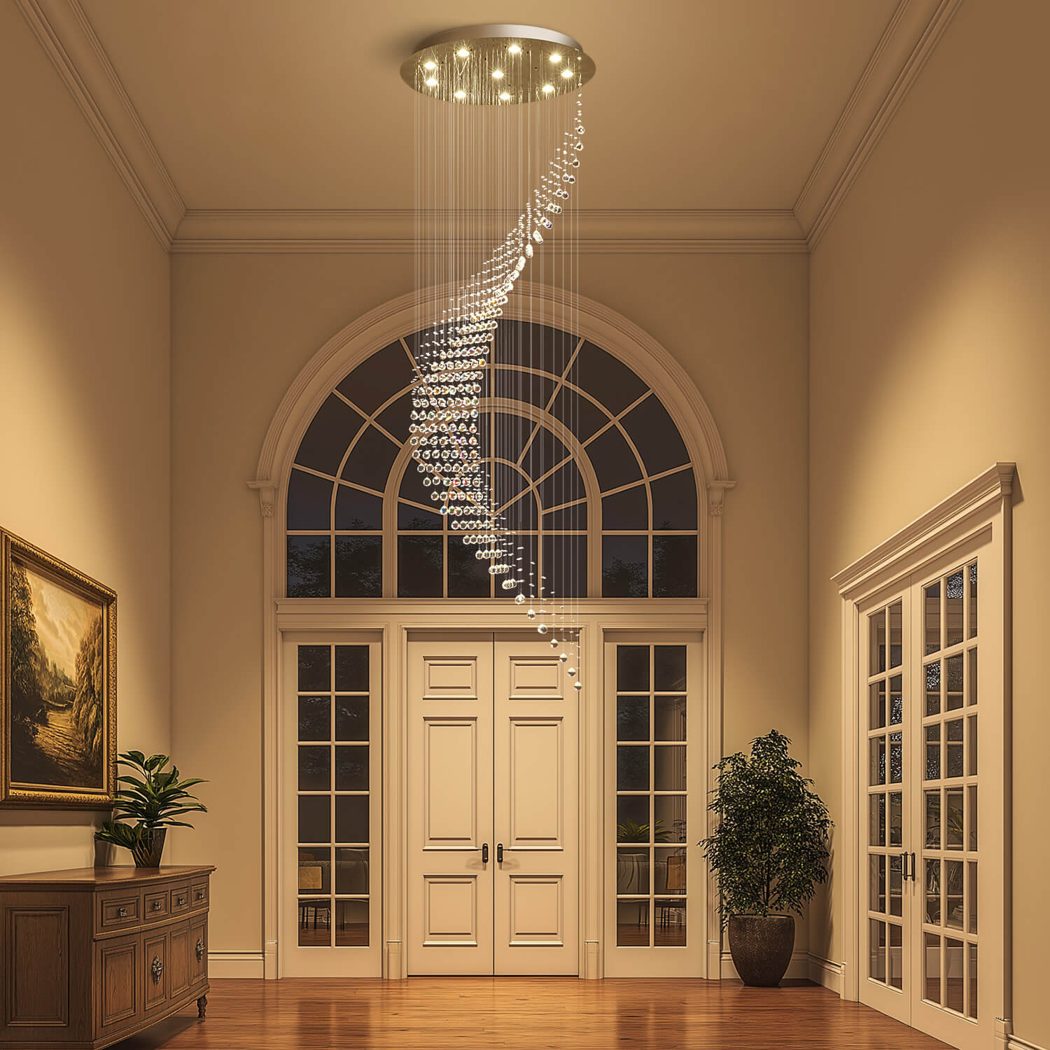 Spiral Raindrop Crystal Chandelier Chrome K9 Staircase Foyer High Ceiling 6 8 10 15 Lights Modern Luxury Pendant Light | Faylight
