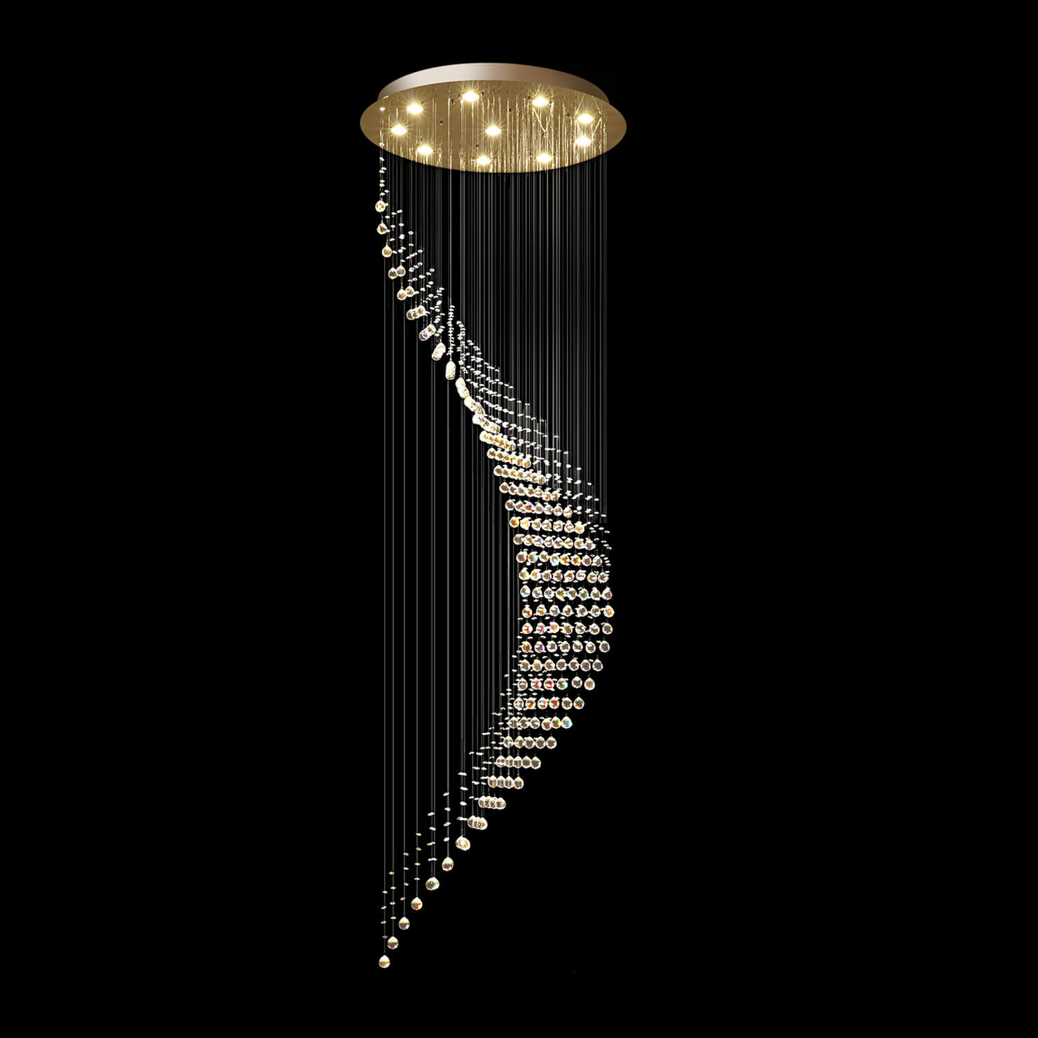 Spiral Raindrop Crystal Chandelier Chrome K9 Staircase Foyer High Ceiling 6 8 10 15 Lights Modern Luxury Pendant Light | Faylight