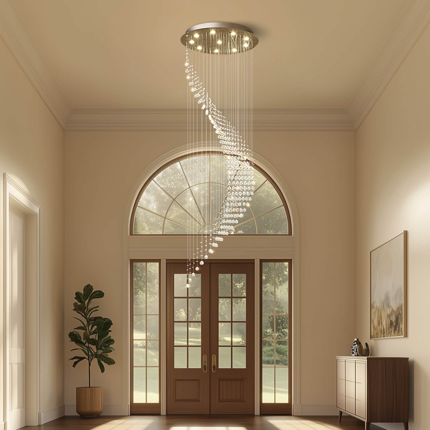 Spiral Raindrop Crystal Chandelier Chrome K9 Staircase Foyer High Ceiling 6 8 10 15 Lights Modern Luxury Pendant Light | Faylight