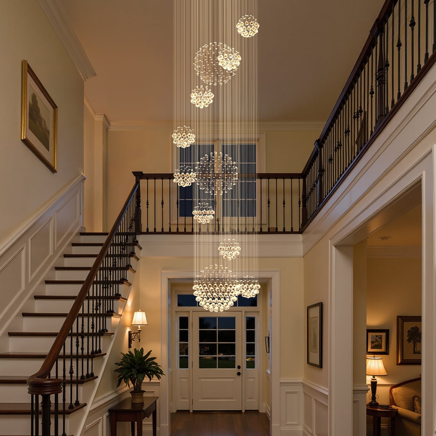 Spiral Crystal Chandelier Chrome K9 AAA-Grade Staircase Foyer High Ceiling 13 16 20 Lights Modern Luxury Raindrop Pendant Light | Faylight