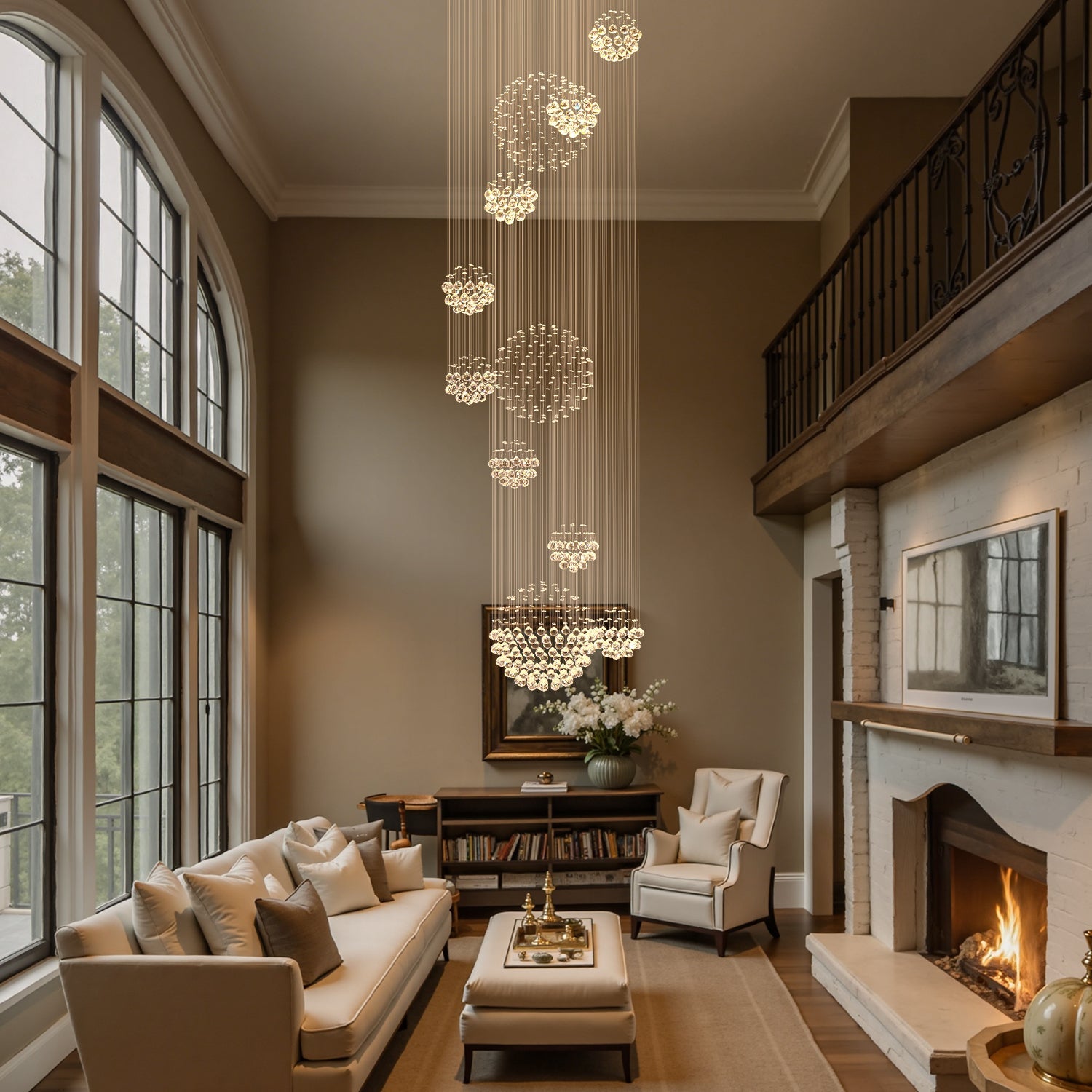 Spiral Crystal Chandelier Chrome K9 AAA-Grade Staircase Foyer High Ceiling 13 16 20 Lights Modern Luxury Raindrop Pendant Light | Faylight