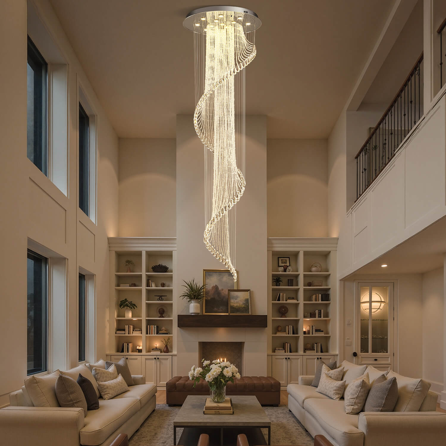 Spiral Crystal Chandelier Chrome K9 Staircase Foyer Entryway 4 12 13 16 Lights Modern Art Design Pendant Light High Ceiling | Faylight