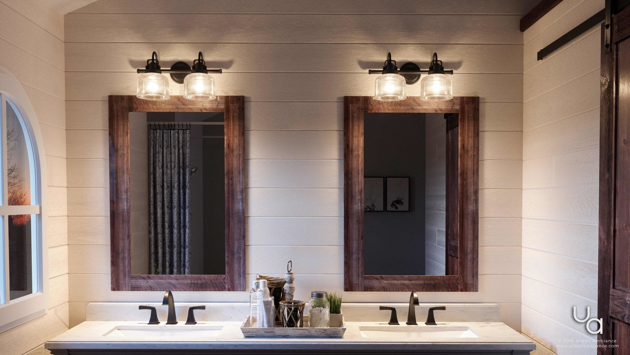 Industrial Bathroom Vanity Light 2-Light Fashion Bronze Prismatic Glass Bowl E26 Bath Fixture Dimmable Mirror Wall Light | Faylight