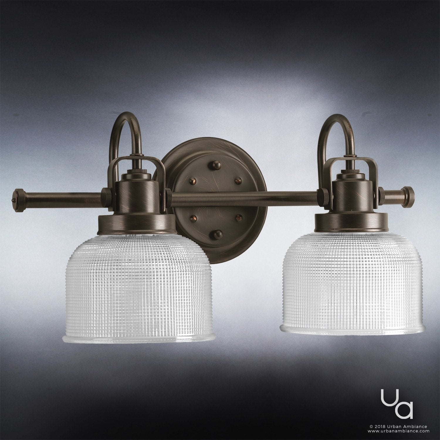 Industrial Bathroom Vanity Light 2-Light Fashion Bronze Prismatic Glass Bowl E26 Bath Fixture Dimmable Mirror Wall Light | Faylight