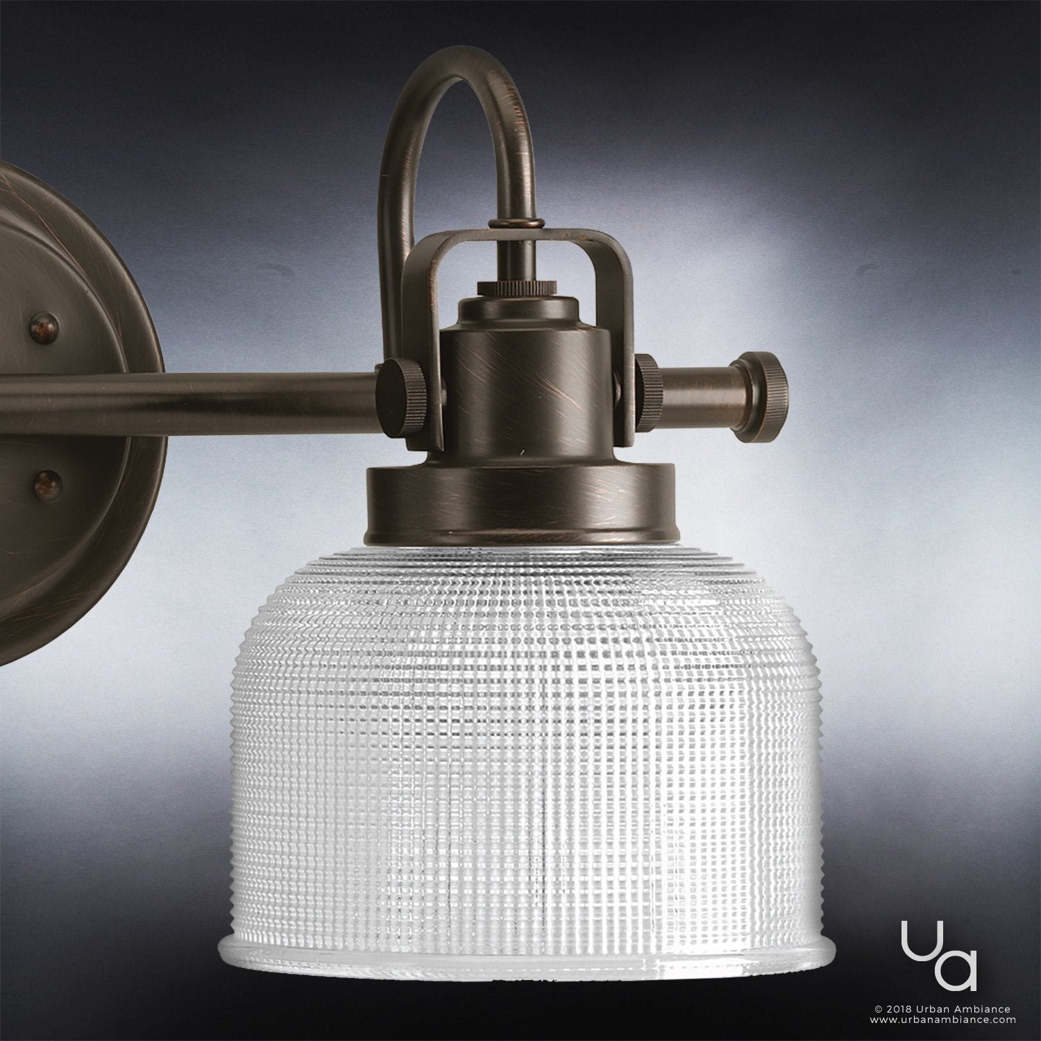 Industrial Bathroom Vanity Light 2-Light Fashion Bronze Prismatic Glass Bowl E26 Bath Fixture Dimmable Mirror Wall Light | Faylight
