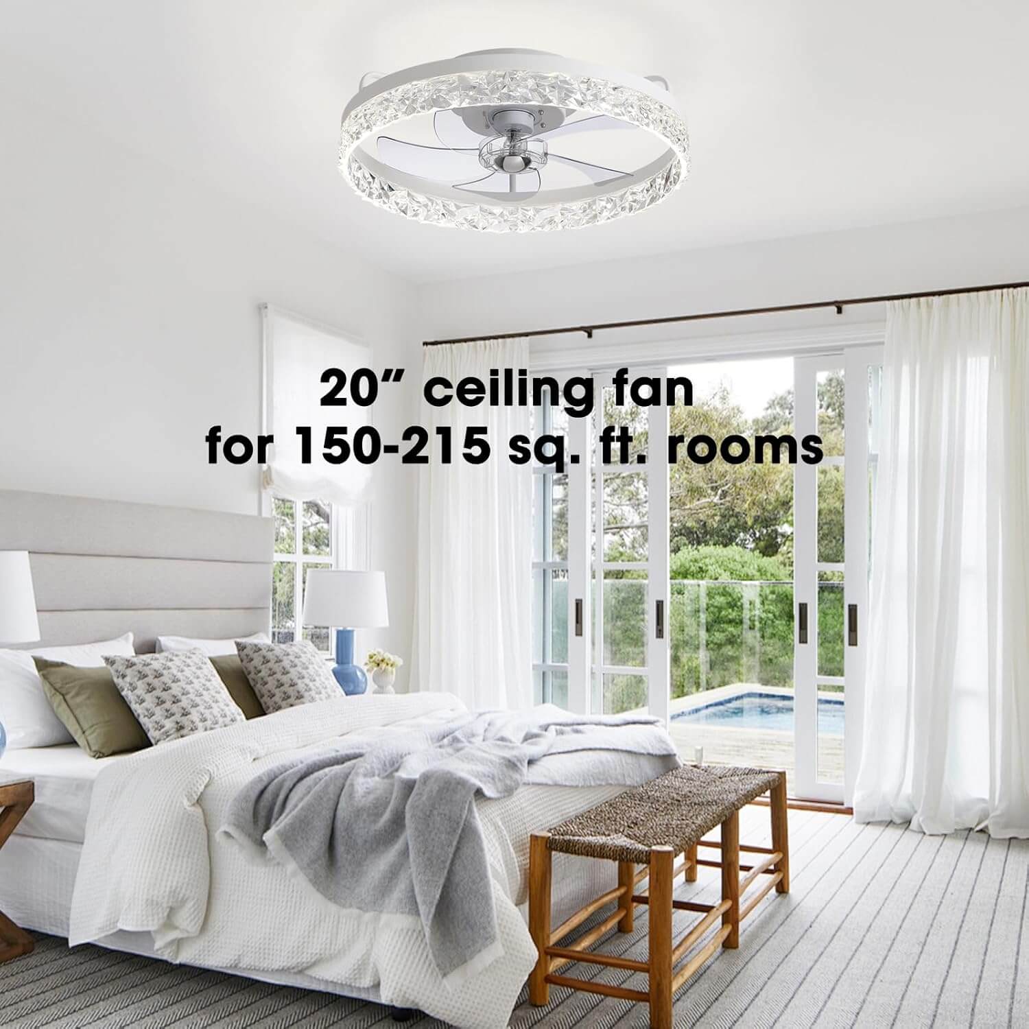 Circular Ceiling Fan Light Modern Simple Design Black Metal Round 14-20 Inch Living Room Bedroom | Faylight
