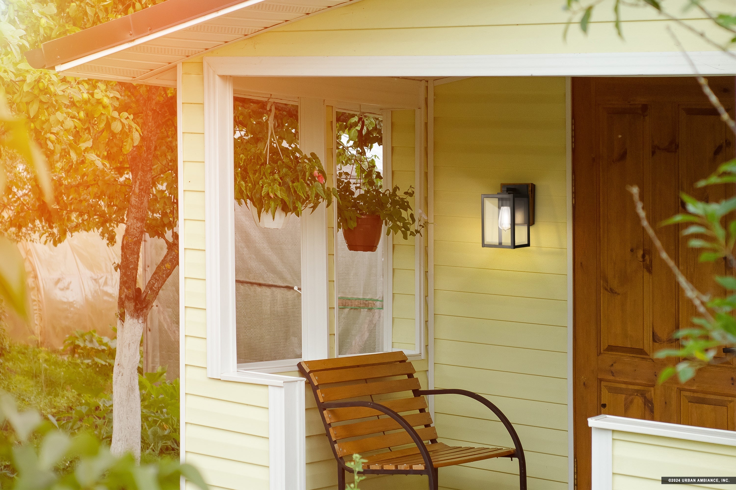 Modern Farmhouse Outdoor Wall Sconce 10in Natural Black Wet Location | Faylight