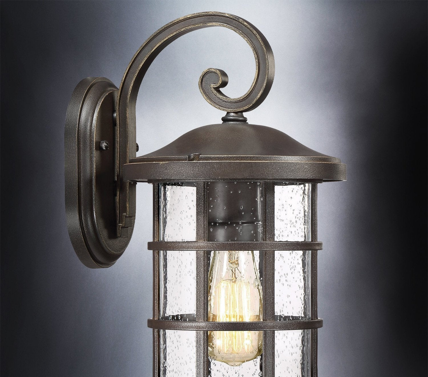 Craftsman Outdoor Wall Sconce 14.25"H Parisian Bronze Seeded Glass Wet Location | Faylight
