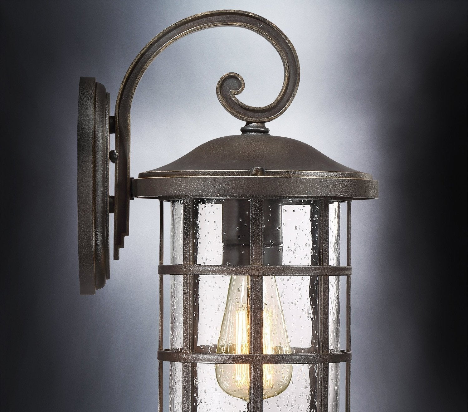 Craftsman Outdoor Wall Sconce 14.25"H Parisian Bronze Seeded Glass Wet Location | Faylight