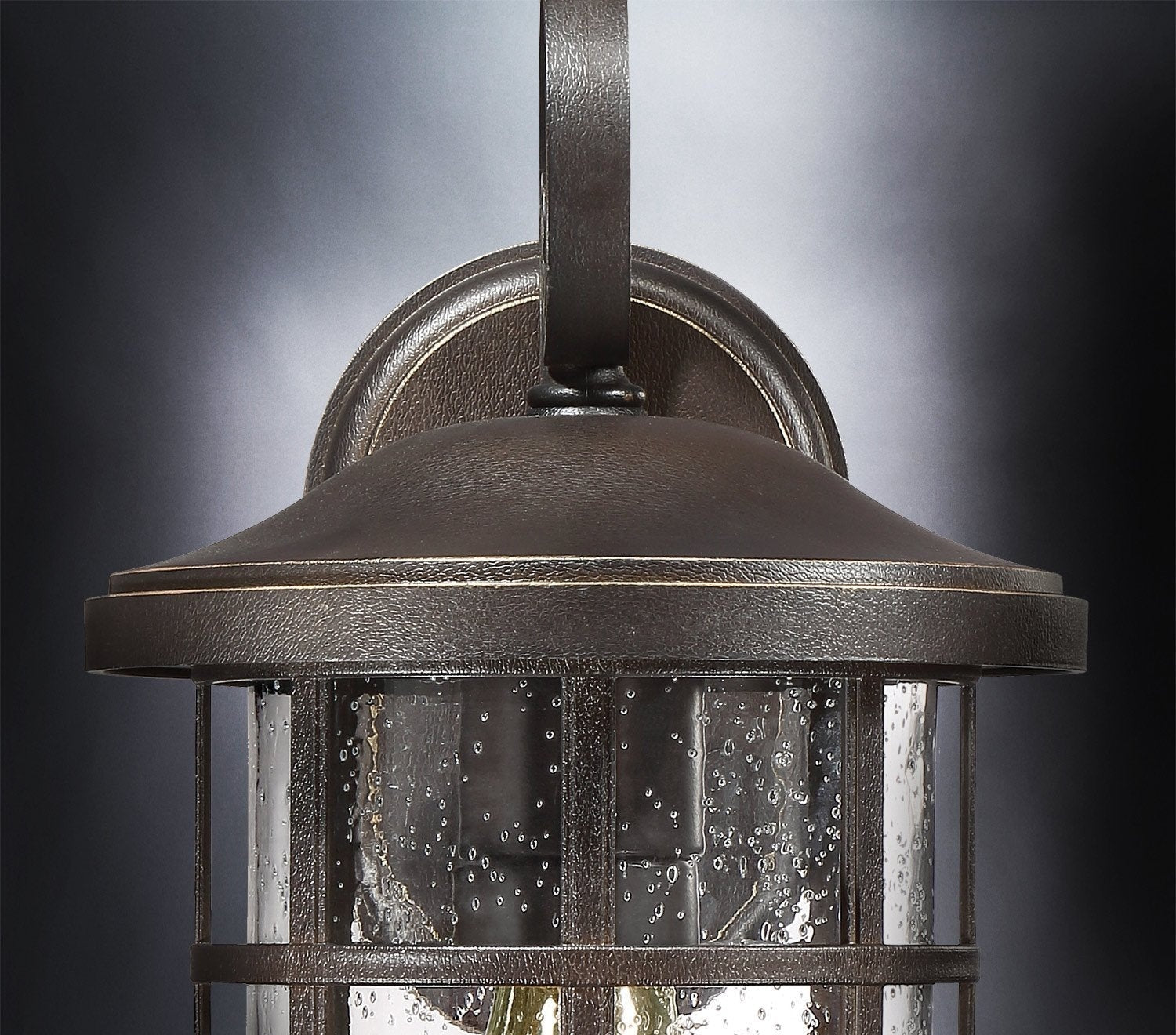 Craftsman Outdoor Wall Sconce 14.25"H Parisian Bronze Seeded Glass Wet Location | Faylight